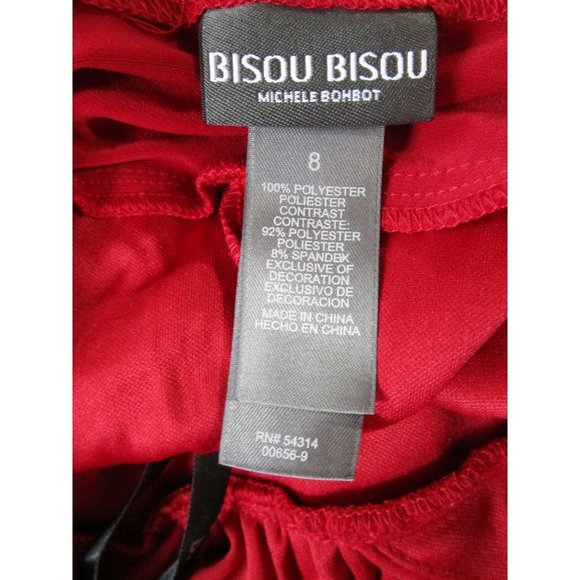 Bisou Bisou Michele Bohbot Beaded Accent Chiffon Overlay Red Cocktail Dress Sz 8 - Picture 4 of 16
